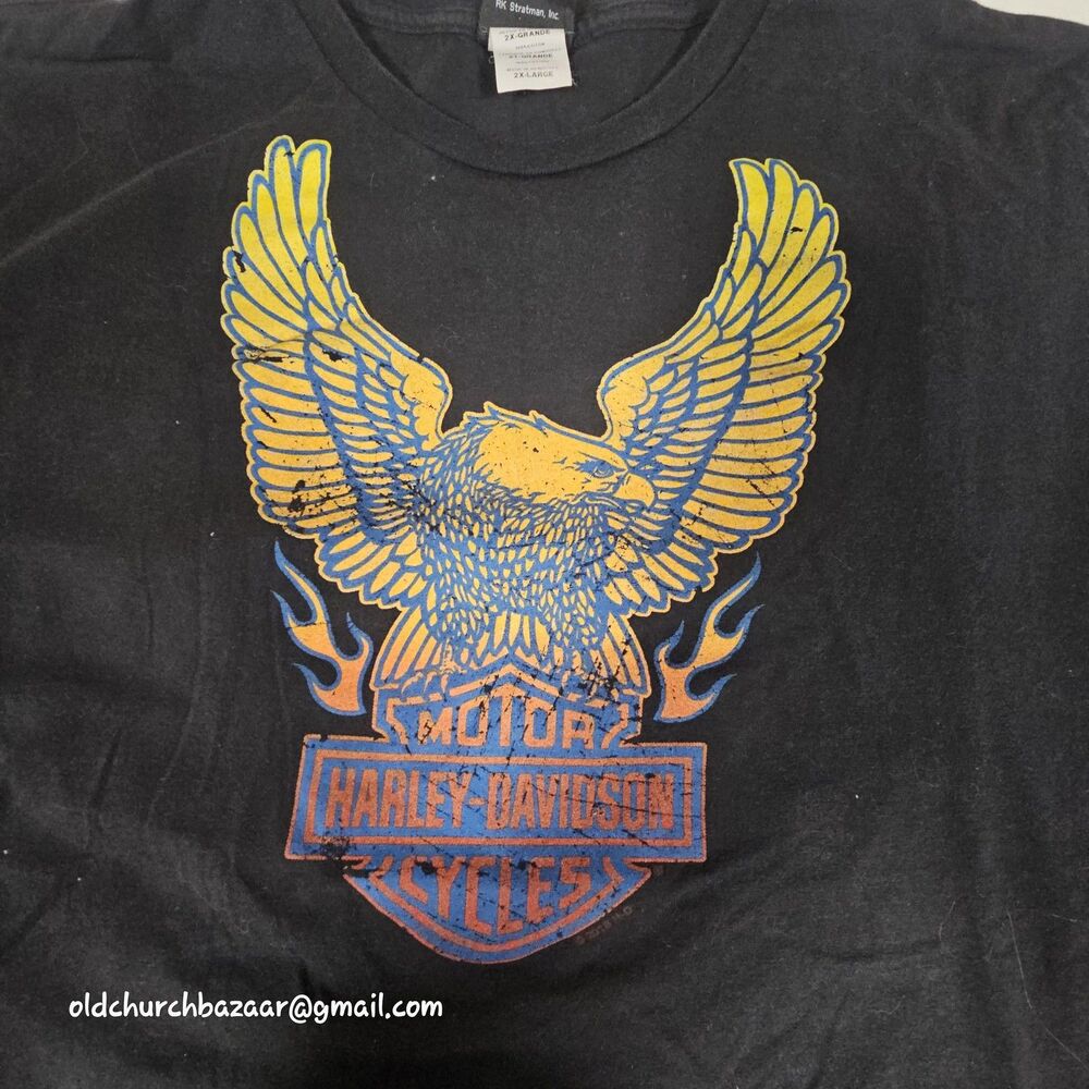 Harley-Davidson Black Shirt 2XL Eagle Motorcycles Logo Graphic Lincoln,Nebraska